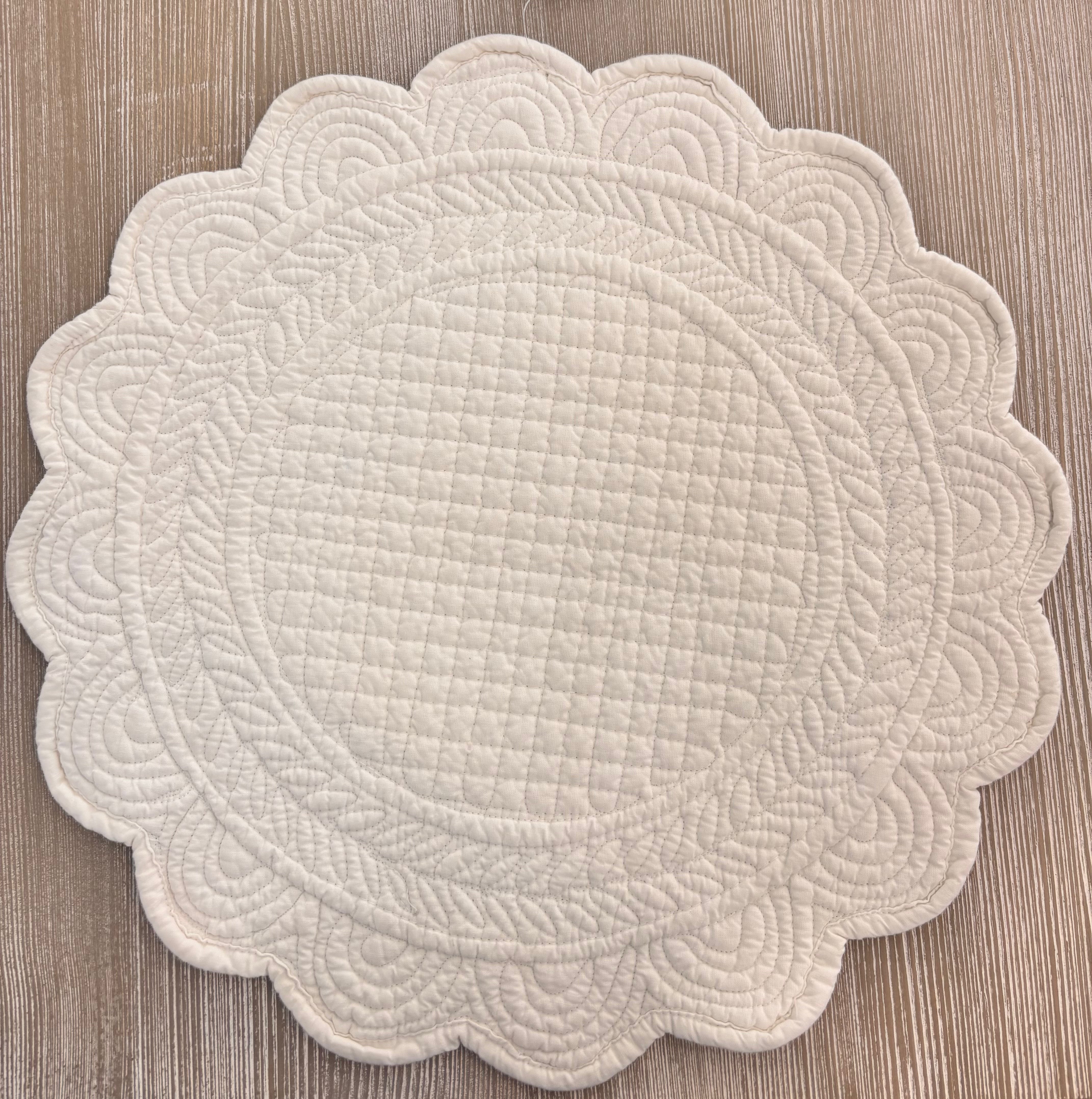 Tovaglietta in cotone bianca rotonda - Blanc Mariclo