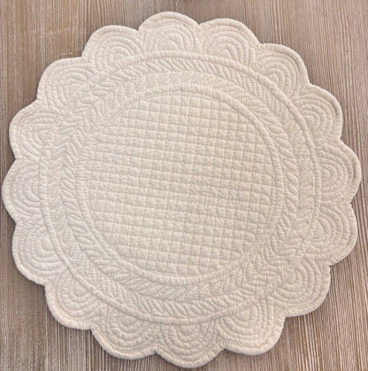 Tovaglietta in cotone bianca rotonda - Blanc Mariclo