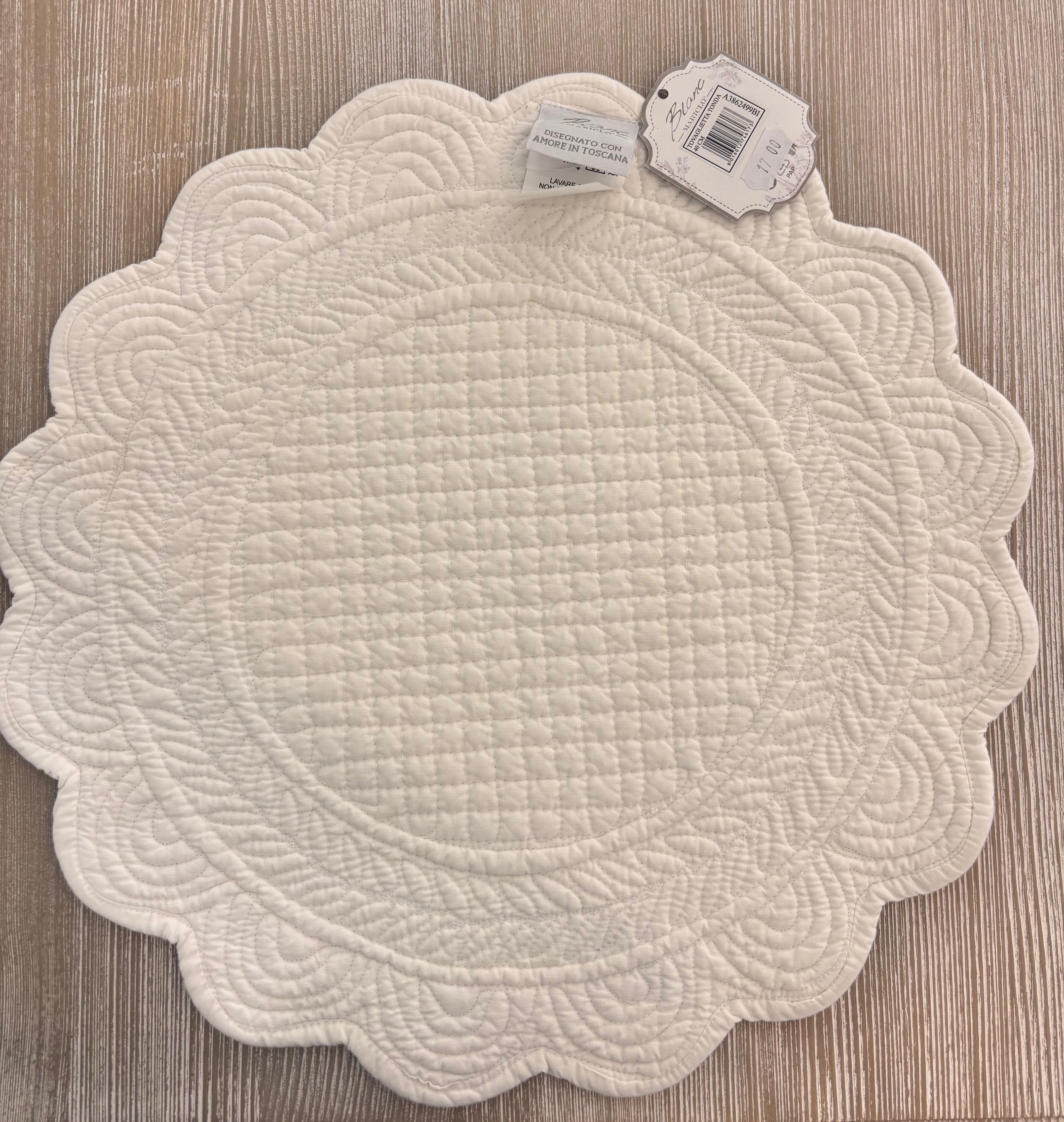 Tovaglietta in cotone bianca rotonda - Blanc Mariclo