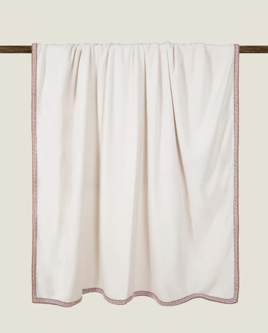 COPERTA FRATI HOME - SOFT BAMBOO - NEVE - BORDO COCO