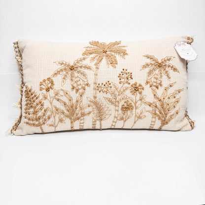 Cuscino Rettangolare Ricamato in Cotone Beige 30x50 cm – Dettagli Naturali - Martina Ferrari Concept Store