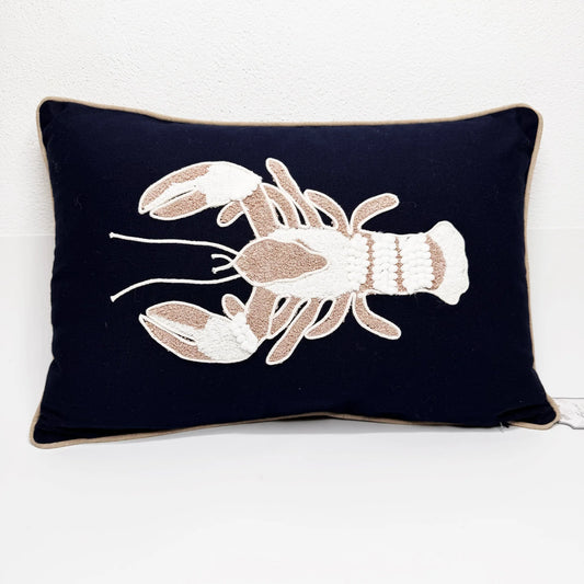 Cuscino Ricamato con Aragosta Blu 30x45 cm – Coastal Chic - Martina Ferrari Concept Store
