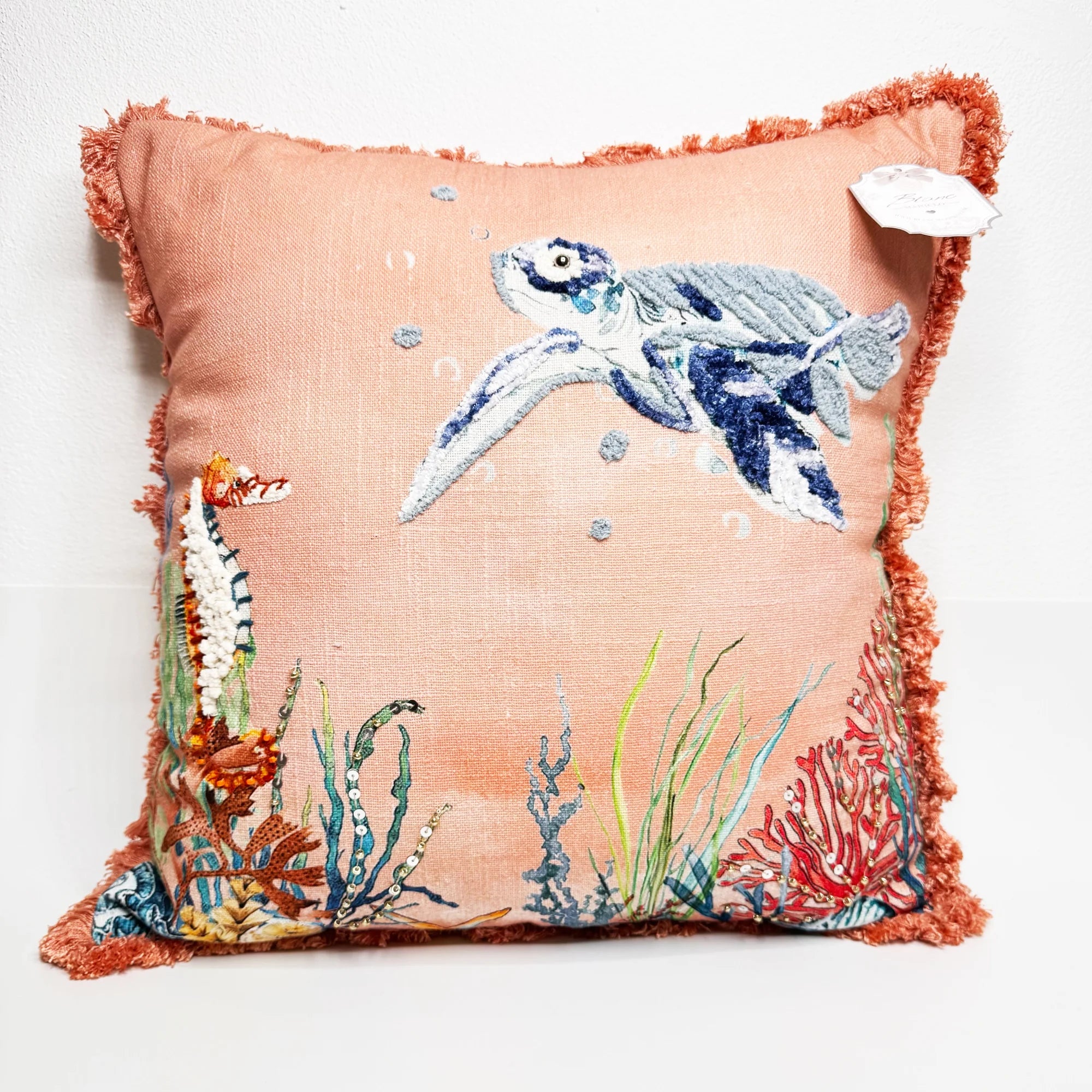 Cuscino Ricamato Stile Marino Corallo 45x45 cm - Blanc Mariclò - Martina Ferrari Concept Store