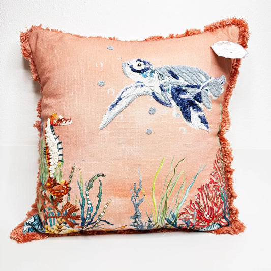 Cuscino Ricamato Stile Marino Corallo 45x45 cm - Blanc Mariclò - Martina Ferrari Concept Store