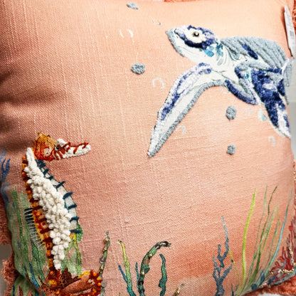 Cuscino Ricamato Stile Marino Corallo 45x45 cm - Blanc Mariclò - Martina Ferrari Concept Store