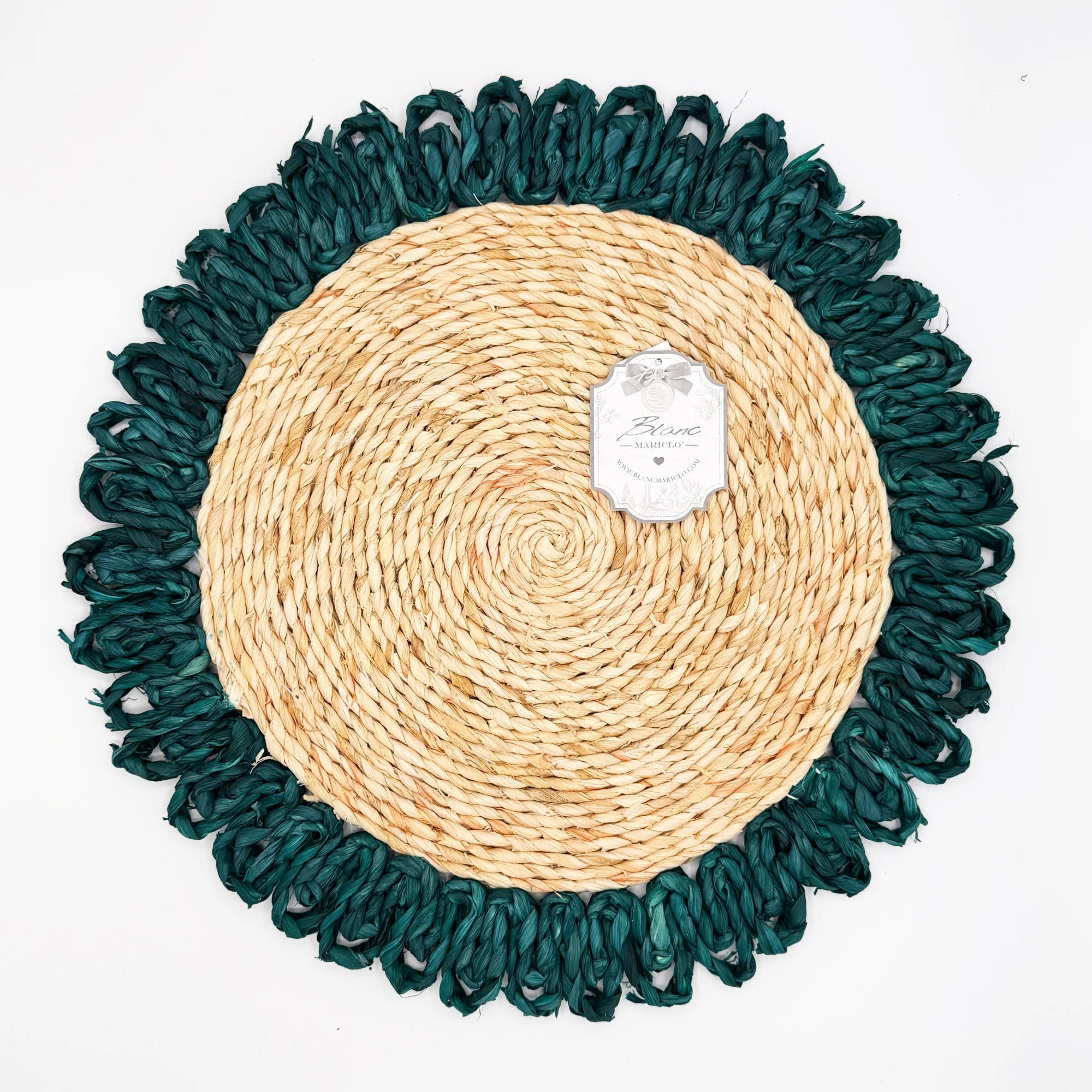 Sottopiatto Decorativo Yuta Blanc Mariclò 38 cm – Naturale e Verde - Martina Ferrari Concept Store